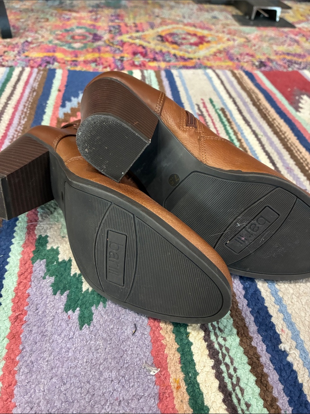 NWOT Bar III Cognac Brown Leather Ankle Booties with Buckle Strap - Picture 3 of 5